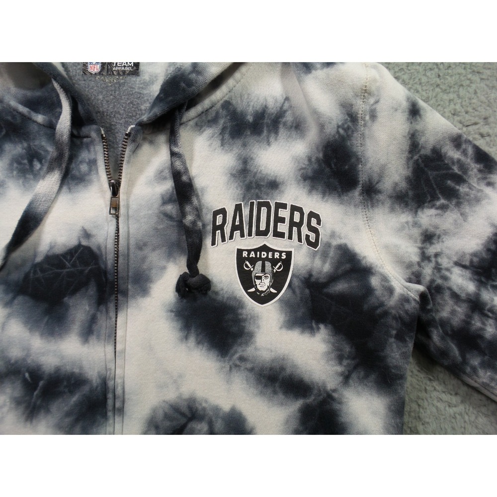 Raiders Sweatshirt Womens Size S White Black Tie Dye Full Zip NFL Team Apparel - Picture 6 of 14